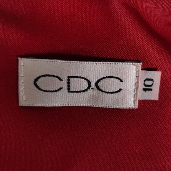 Vintage 90s Red Beaded Stretch Satin Formal Gown Square Neck Sz 10 - Picture 14 of 14